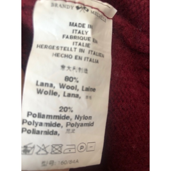 Brandy Melville Paola Burgundy Fair Isle Zip Up Collar Sweater wool nordic OSFA - Picture 7 of 9